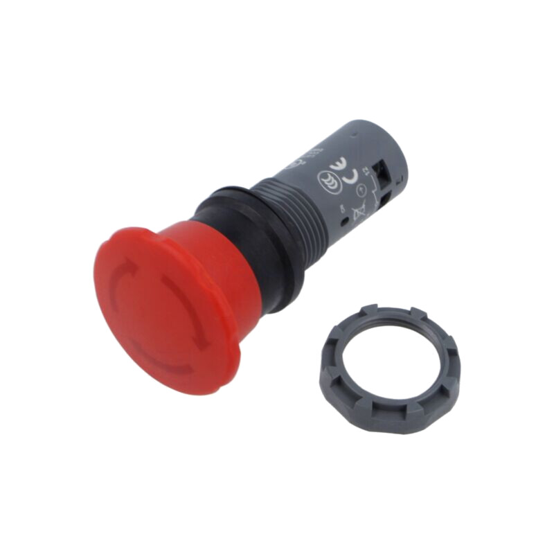 Comutator: de siguranţă; 22mm; Poz.i stab: 2; NC x2; roşie; fără