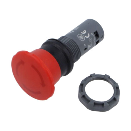 Comutator: de siguranţă; 22mm; Poz.i stab: 2; NC x2; roşie; fără