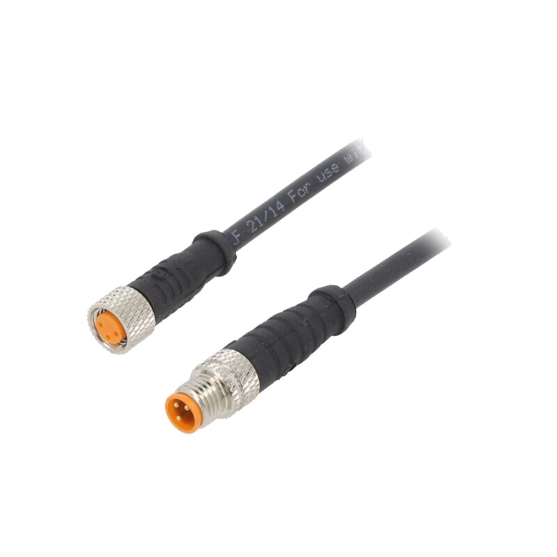Cablu: pentru senzori/automatizări; M8; PIN: 3; 2m; mufă; 60VDC
