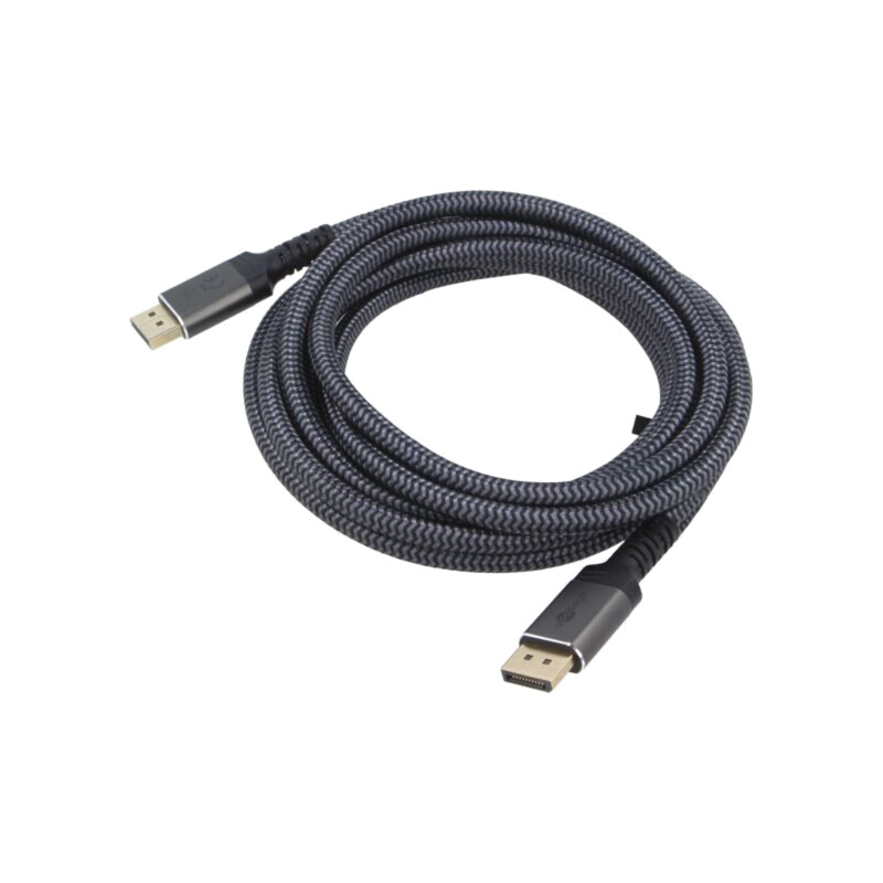 Cablu; DisplayPort mufă,din ambele părţi; textilă; Lung: 2m; gri