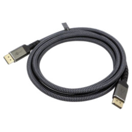 Cablu; DisplayPort mufă,din ambele părţi; textilă; Lung: 2m; gri