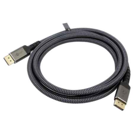 Cablu; DisplayPort mufă,din ambele părţi; textilă; Lung: 2m; gri