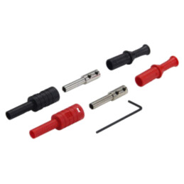 Conector: banană 4mm; soclu; 36A; neagră,roşie; nichelat; 2,5mm2