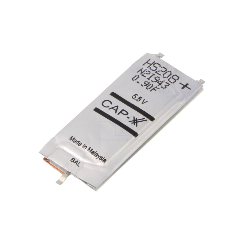 Supercondensator; SMD; 900mF; 5,8VDC; ±20%; 39x17x3,4mm; 30A; EDLC Supercondensator; SMD; 900mF; 5,8VDC; ±20%; 39x17x3,4mm; 30A; EDLC