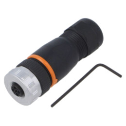 Conector: M12; mufă; PIN: 3; mamă; 630V; drept; IP67; pe cablu; aurit