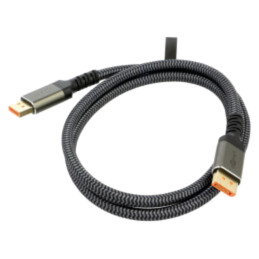 Cablu; DisplayPort mufă,din ambele părţi; textilă; Lung: 1m; gri