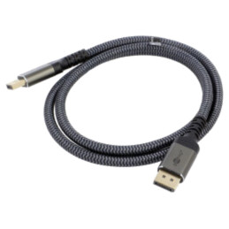 Cablu; DisplayPort mufă,din ambele părţi; textilă; Lung: 1m; gri