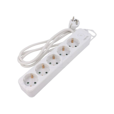 Prelungitor cu prize: de alimentare; Prize: 5; 250VAC; 16A; albă