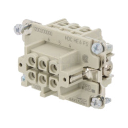 Conector: dreptunghiular; mamă; HDC; PIN: 6; 24A; 500V; 6+PE; drept