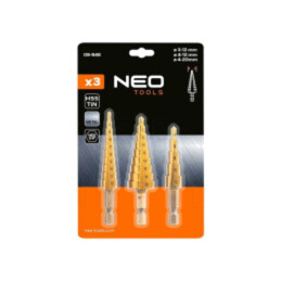 Set de burghie; graduale,conic,în trepte; oţel rapid HSS; 3buc.