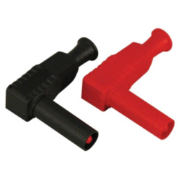 Conector: banană 4mm; mufă; 20A; neagră,roşie; în unghi; 2,5mm2