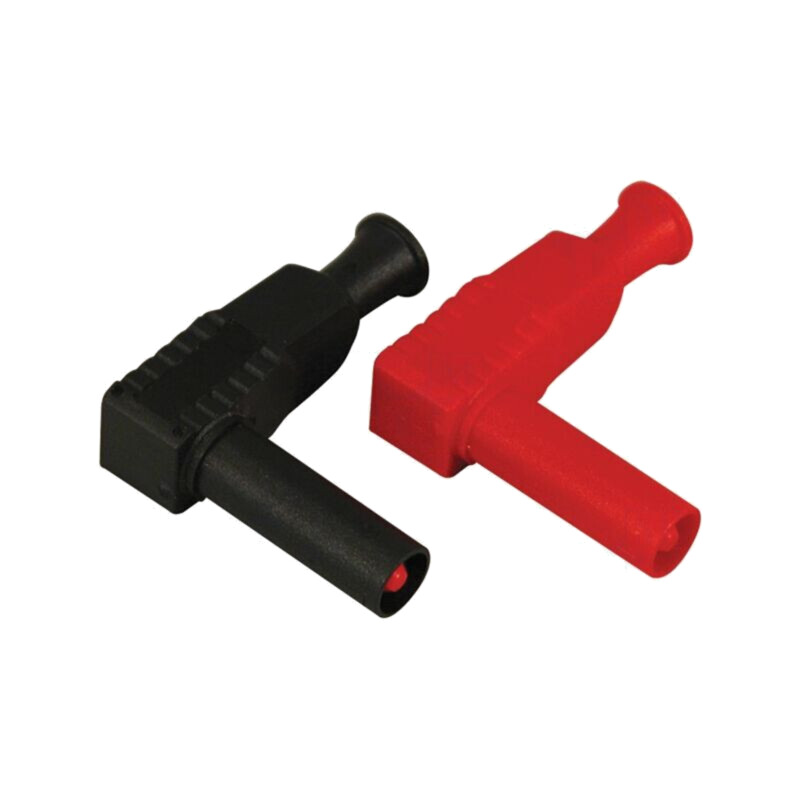 Conector: banană 4mm; mufă; 20A; neagră,roşie; în unghi; 2,5mm2 Conector: banană 4mm; mufă; 20A; neagră,roşie; în unghi; 2,5mm2