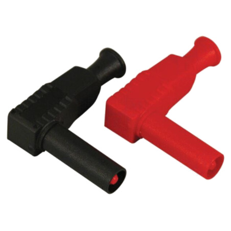 Conector: banană 4mm; mufă; 20A; neagră,roşie; în unghi; 2,5mm2