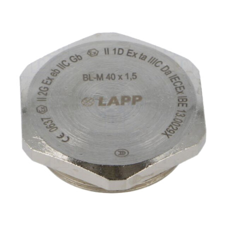 Capac de protecţie; M40; 1,5; IP68; alamă; Acoperire: nichel; 45mm