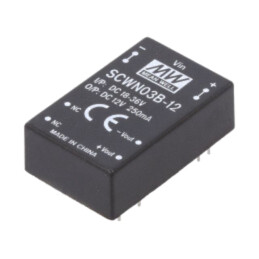Convertor: DC/DC; 3W; Uintr: 18÷36VDC; Uieş: 12VDC; Iieş: 250mA; THT