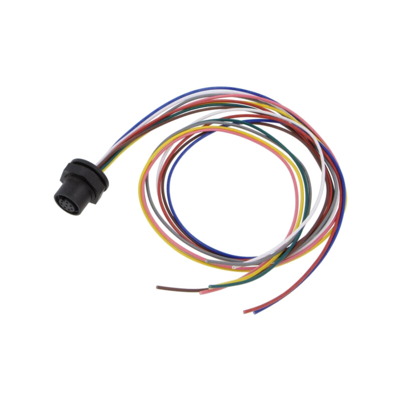 Conector: M12; soclu; mamă; 1,5A; 30V; PIN: 8; IP67; drept; cabluri