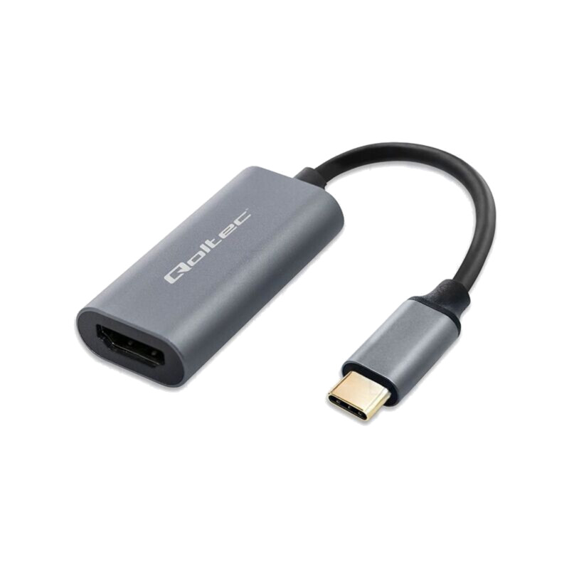 Adaptor; HDMI soclu,USB C mufă; PVC; USB 3.1; 0,17m; negru; grafit