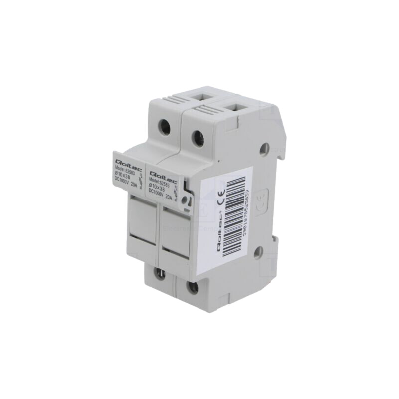 Clemă; 10x38mm; pentru şină DIN; 20A; Poli: 2; 1kVDC Clemă; 10x38mm; pentru şină DIN; 20A; Poli: 2; 1kVDC