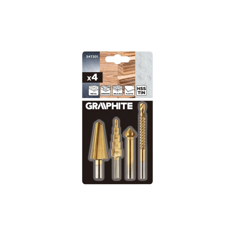 Set de burghie; graduale,conic; Ø: 4÷12mm; 4buc.