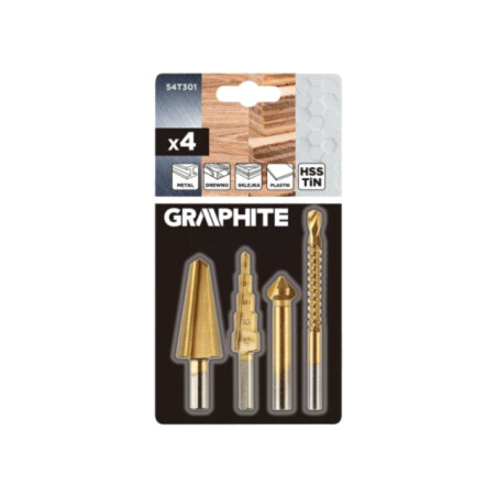 Set de burghie; graduale,conic; Ø: 4÷12mm; 4buc.
