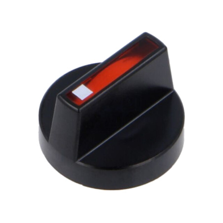 Buton rotativ; Culoare buton: roşie; plastic; Ø18mm; Corp: neagră