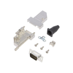 Conector: D-Sub; PIN: 9; mufă; tată; lipire; pe cablu; neagră
