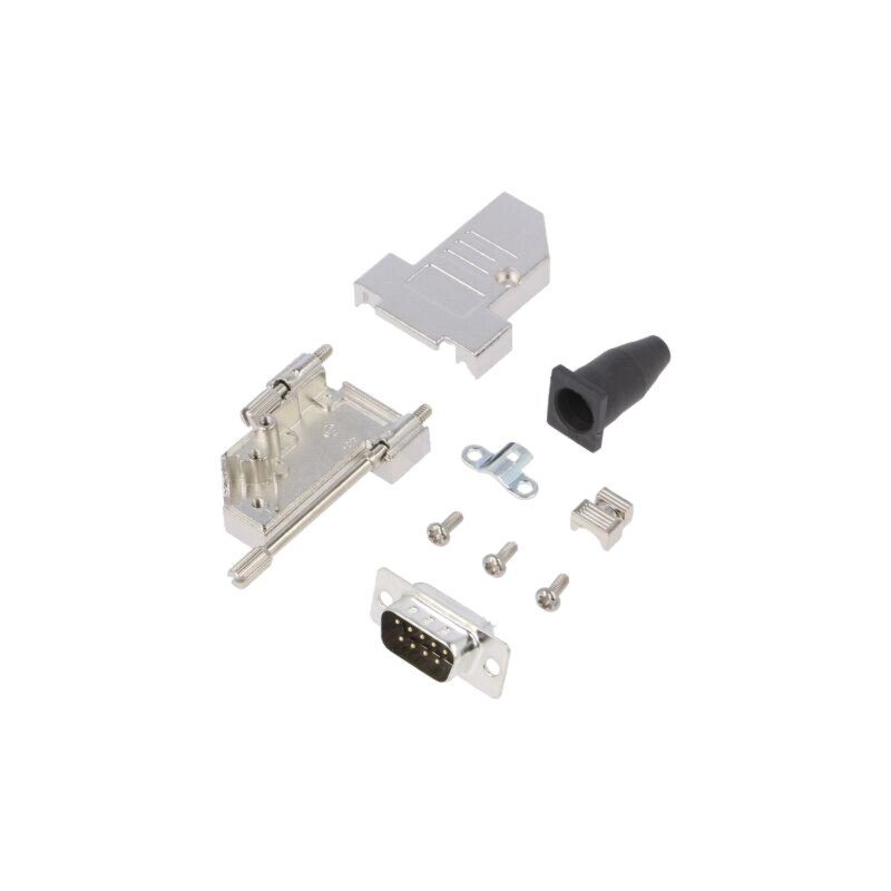 Conector: D-Sub; PIN: 9; mufă; tată; lipire; pe cablu; neagră Conector: D-Sub; PIN: 9; mufă; tată; lipire; pe cablu; neagră