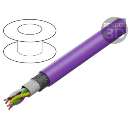 Cablu; UNITRONIC® BUS LD FD P; 3x2x0,25mm2; litat; Cu; violet