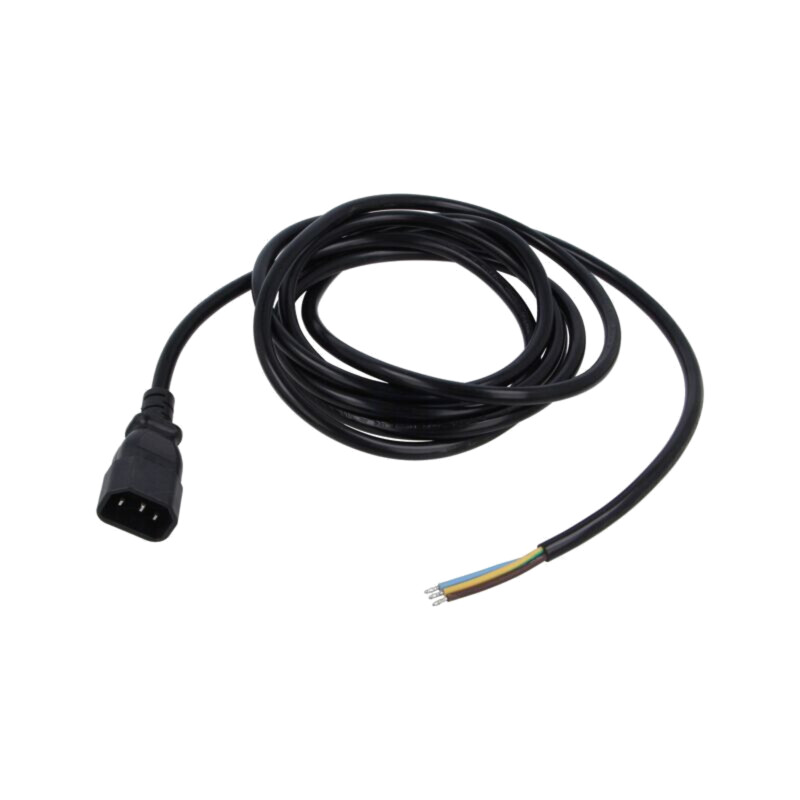 Cablu; 3x1mm2; IEC C14 tată,cabluri; PVC; 3m; negru; 10A; 250V Cablu; 3x1mm2; IEC C14 tată,cabluri; PVC; 3m; negru; 10A; 250V