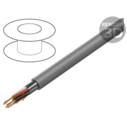 Cablu; 5x18AWG; ecranat,folie Al-PET; PVC; gri; 300V; 305m; CPR: Eca