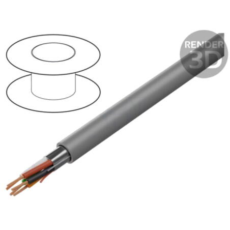 Cablu; 5x18AWG; ecranat,folie Al-PET; PVC; gri; 300V; 305m; CPR: Eca