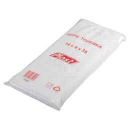 Plastic bag; L: 350mm; Width: 140mm; Thick: 6um; HDPE; transparent