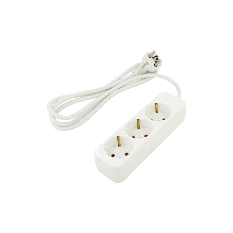 Prelungitor alimentare; 3x1mm2; Schuko; Prize: 3; gumă; alb; 1,5m