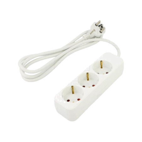 Prelungitor alimentare; 3x1mm2; Schuko; Prize: 3; gumă; alb; 1,5m
