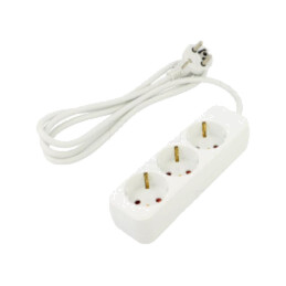 Prelungitor alimentare; 3x1mm2; Schuko; Prize: 3; gumă; alb; 1,5m