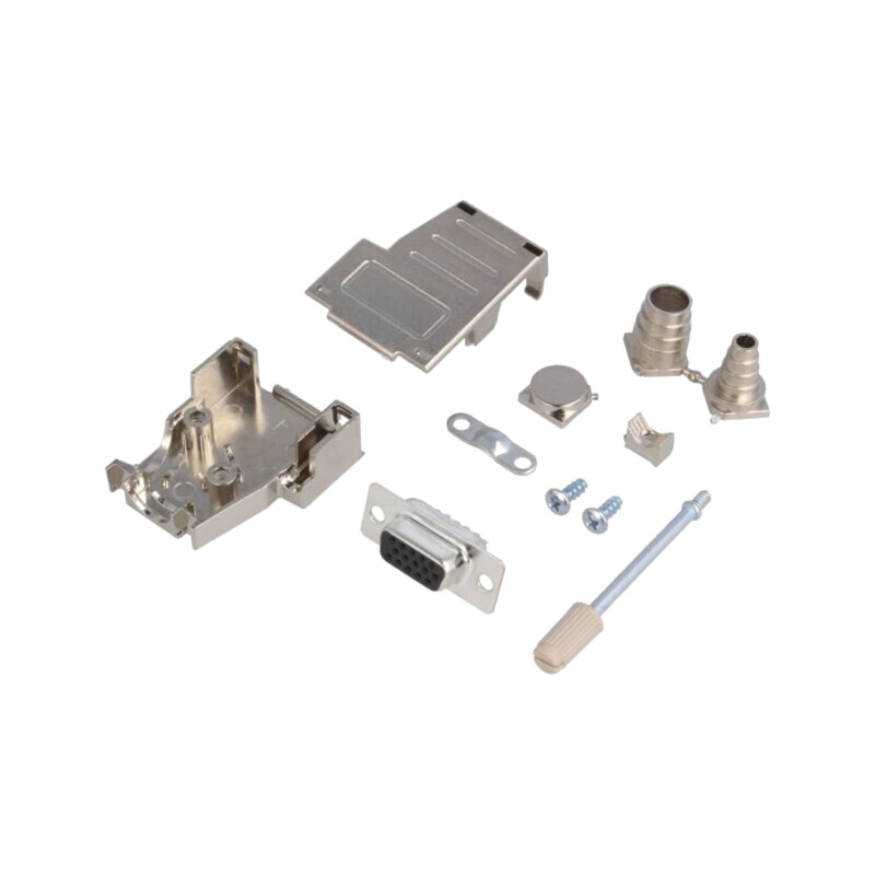 Conector: D-Sub HD; PIN: 15; mufă; mamă; lipire; pe cablu; neagră Conector: D-Sub HD; PIN: 15; mufă; mamă; lipire; pe cablu; neagră