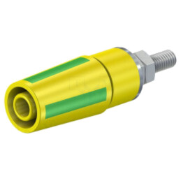 Conector: banană 4mm; soclu; 32A; 1kV; galben-verde; nichelat