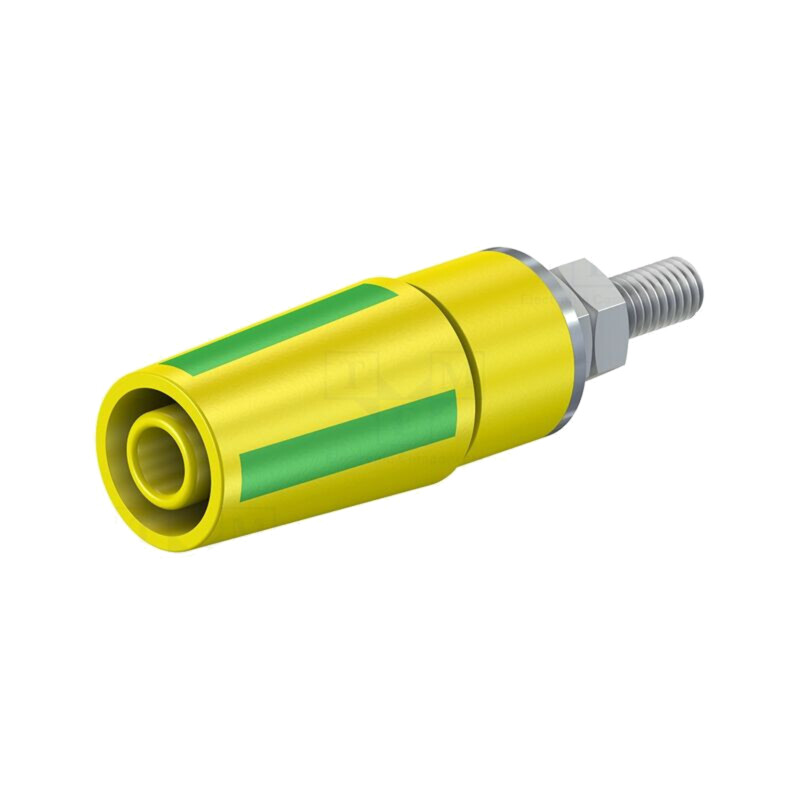 Conector: banană 4mm; soclu; 32A; 1kV; galben-verde; nichelat