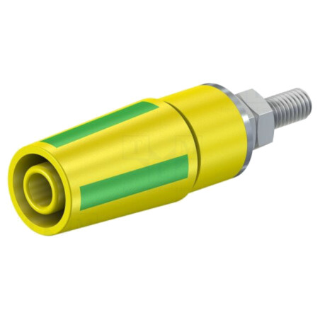Conector: banană 4mm; soclu; 32A; 1kV; galben-verde; nichelat