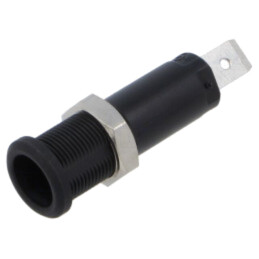 Conector: banană 4mm; soclu; 10A; 5kV; neagră; pe panou,înşurubare