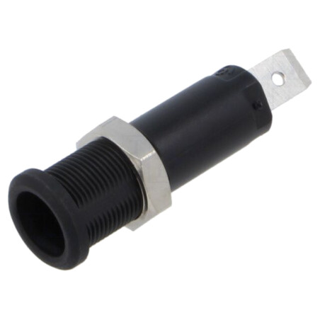 Conector: banană 4mm; soclu; 10A; 5kV; neagră; pe panou,înşurubare