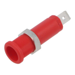 Conector: banană 4mm; soclu; 10A; 5kV; roşie; pe panou,înşurubare