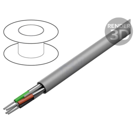 Cablu; 2x2x22AWG; litat; Cu; Izolaţie: LSZH; gri; 152m; CPR: Dca; 300V