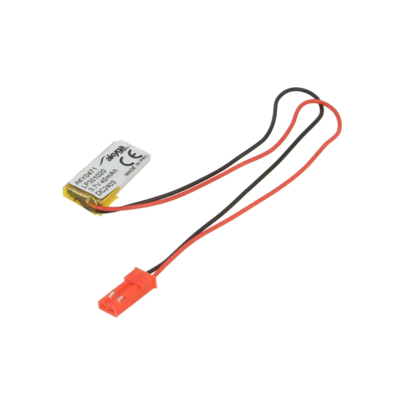 Acumul: Li-Po; 3,7V; 40mAh; cabluri,contector JST SYP-02T-1
