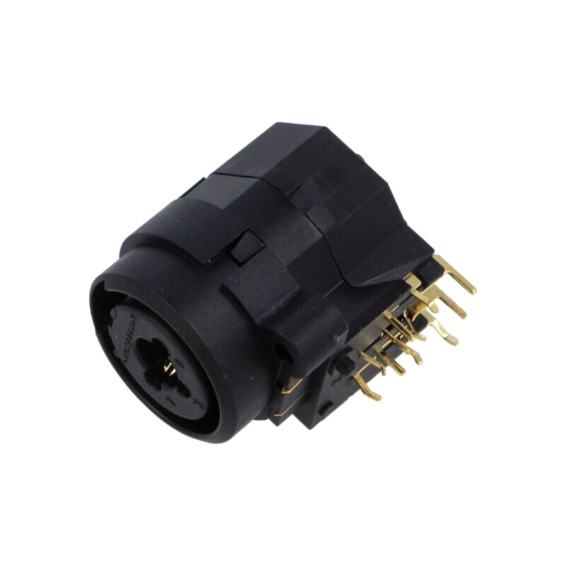 Conector: Jack 6,3mm + XLR; soclu; mamă; în unghi 90°; THT; 3A Conector: Jack 6,3mm + XLR; soclu; mamă; în unghi 90°; THT; 3A