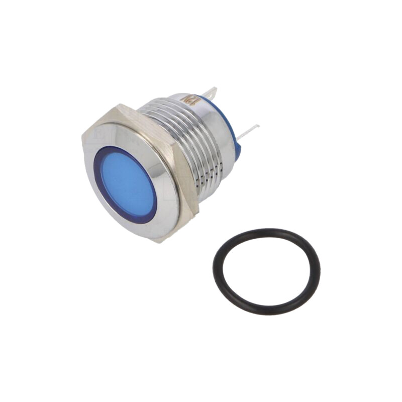 Lampă de control: LED; plată; albastră; 12VDC; 12VAC; Ø16mm; alamă Lampă de control: LED; plată; albastră; 12VDC; 12VAC; Ø16mm; alamă