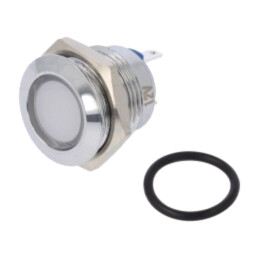Lampă de control: LED; plată; albă; 12VDC; 12VAC; Ø16mm; conectori