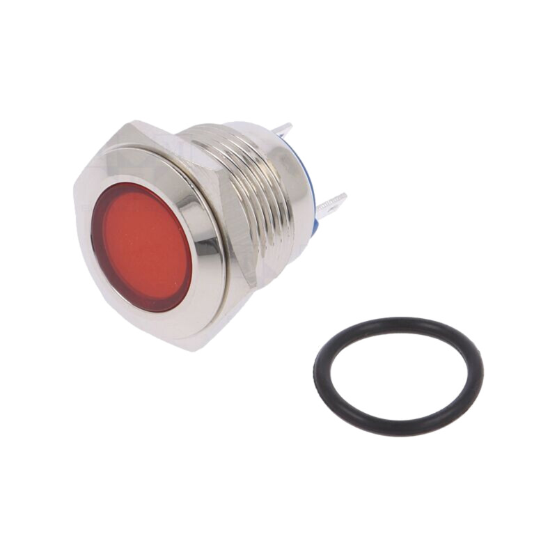Lampă de control: LED; plată; roşie; 24VDC; 24VAC; Ø16mm; conectori Lampă de control: LED; plată; roşie; 24VDC; 24VAC; Ø16mm; conectori
