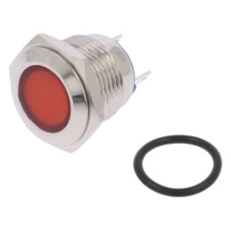 Lampă de control: LED; plată; roşie; 24VDC; 24VAC; Ø16mm; conectori