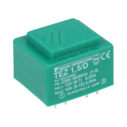 Transformator: încapsulat; 1,5VA; 230VAC; 15V; 15V; 5mA; 50mA; PCB